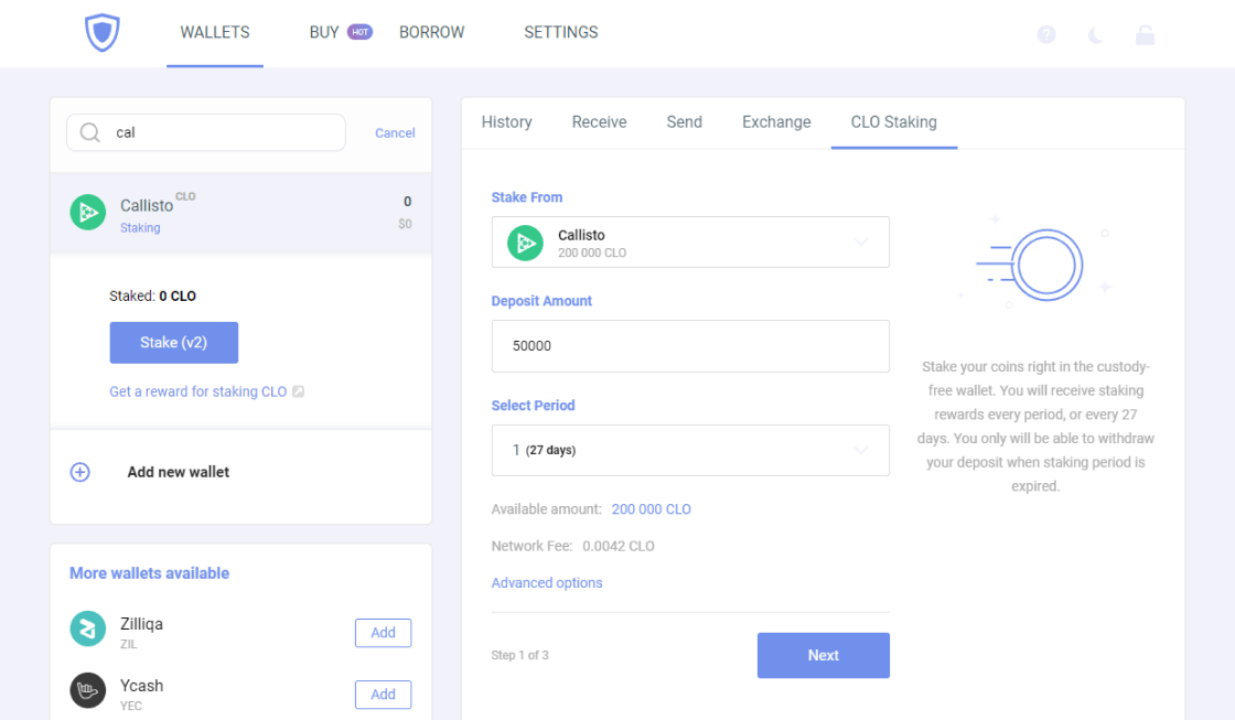 Earn rewards for staking CLO