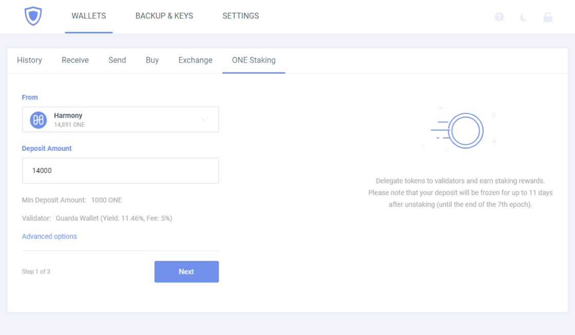 Earn rewards for staking ONE